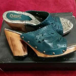 WOMEN GENUINE LEATHER MULE SANDALS SIZE 9